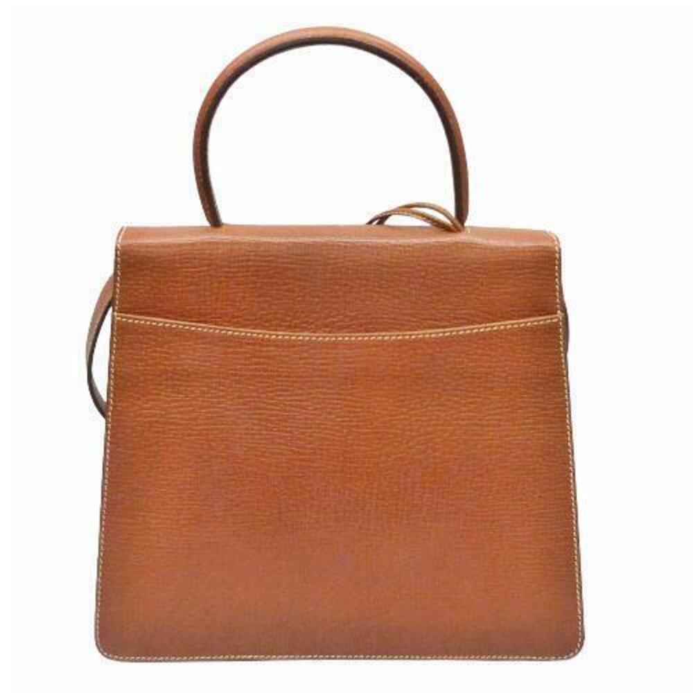 Loewe Barcelona Bag Handbag Calf Leather Embossed Brown Slide Lock